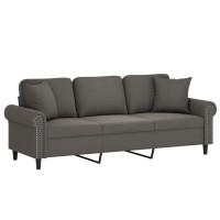 vidaXL 3-Seater Sofa with Pillows&Cushions Dark Gray 70.9