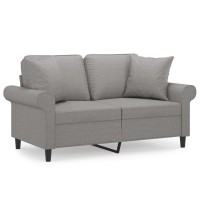 vidaXL 2-Seater Sofa with Pillows&Cushions Light Gray 47.2