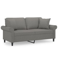 vidaXL 2-Seater Sofa with Pillows&Cushions Dark Gray 55.1