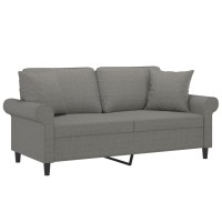 vidaXL 2-Seater Sofa with Pillows&Cushions Dark Gray 55.1