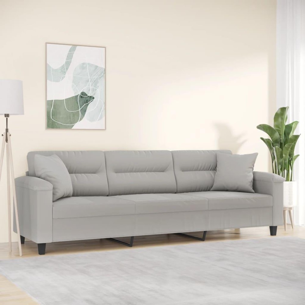 vidaXL 3-Seater Sofa with Pillows&Cushions Light Gray 82.7