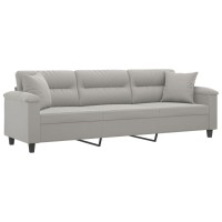 vidaXL 3-Seater Sofa with Pillows&Cushions Light Gray 82.7