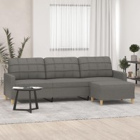 vidaXL 3-Seater Sofa with Footstool Dark Gray 82.7