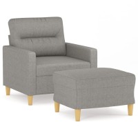 vidaXL Sofa Chair with Footstool Light Gray 23.6