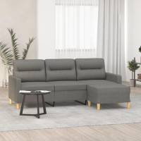 vidaXL 3-Seater Sofa with Footstool Dark Gray 70.9