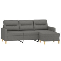 vidaXL 3-Seater Sofa with Footstool Dark Gray 70.9