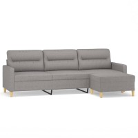 vidaXL 3-Seater Sofa with Footstool Light Gray 82.7