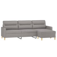 vidaXL 3-Seater Sofa with Footstool Light Gray 82.7