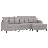 vidaXL 3-Seater Sofa with Footstool Light Gray 82.7