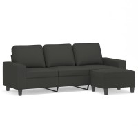 vidaXL 3-Seater Sofa with Footstool Dark Gray 70.9