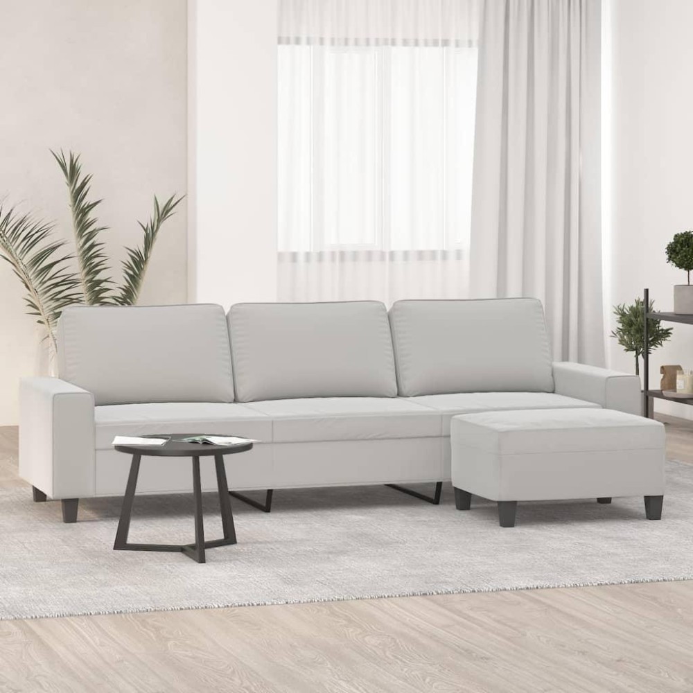 vidaXL 3-Seater Sofa with Footstool Light Gray 82.7