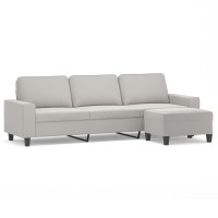 vidaXL 3-Seater Sofa with Footstool Light Gray 82.7