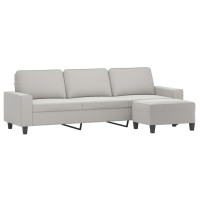 vidaXL 3-Seater Sofa with Footstool Light Gray 82.7