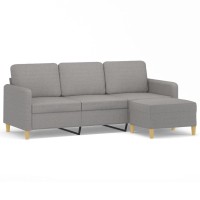 Vidaxl 3-Seater Sofa With Footstool Light Gray 70.9 Fabric