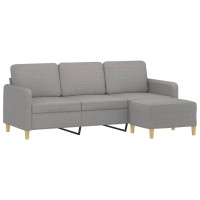 Vidaxl 3-Seater Sofa With Footstool Light Gray 70.9 Fabric