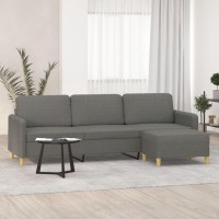 vidaXL 3-Seater Sofa with Footstool Dark Gray 82.7