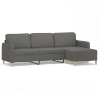 vidaXL 3-Seater Sofa with Footstool Dark Gray 82.7