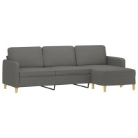 vidaXL 3-Seater Sofa with Footstool Dark Gray 82.7