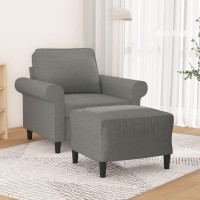 vidaXL Sofa Chair with Footstool Dark Gray 23.6