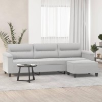 vidaXL 3-Seater Sofa with Footstool Light Gray 82.7