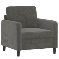 vidaXL 3 Piece Sofa Set with Throw Pillows&Cushions Dark Gray Velvet