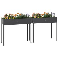 vidaXL Garden Planters 2 pcs Anthracite Galvanized Steel