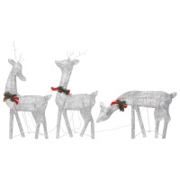 vidaXL Christmas Reindeers 6 pcs Silver Cold White Mesh