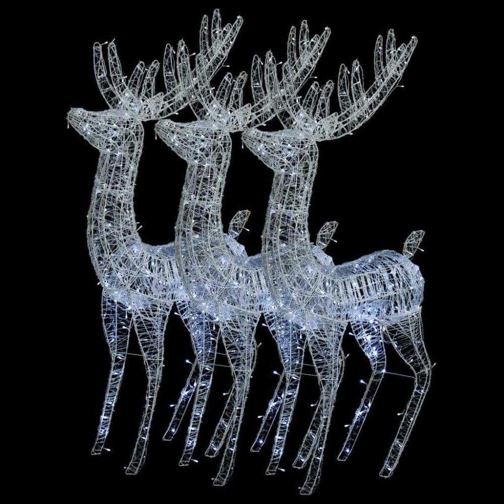 vidaXL XXL Acrylic Christmas Reindeers 250 LED 3 pcs 70.9