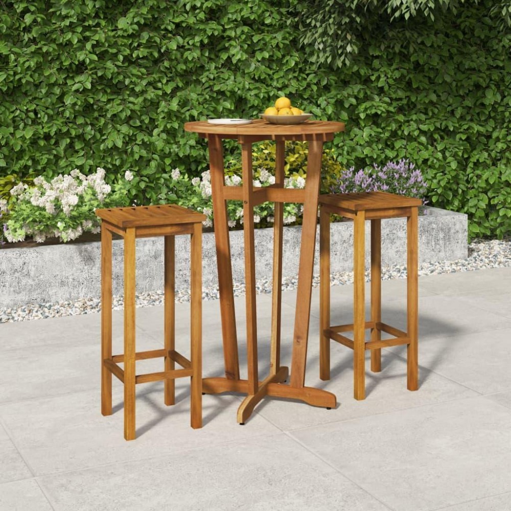 Vidaxl 3 Piece Patio Dining Set Solid Wood Acacia