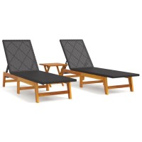 Vidaxl 3 Piece Patio Lounge Set Poly Rattan&Solid Wood Acacia