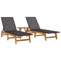 Vidaxl 3 Piece Patio Lounge Set Poly Rattan&Solid Wood Acacia