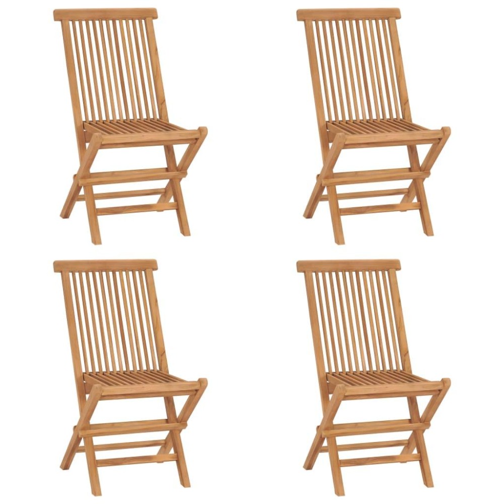 vidaXL Folding Patio Chairs 4 pcs Solid Teak Wood