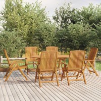 Vidaxl Reclining Patio Chairs 6 Pcs Solid Wood Teak