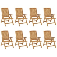 vidaXL Reclining Patio Chairs 8 pcs Solid Wood Teak