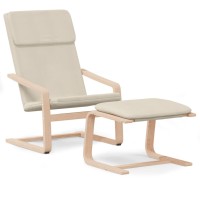 vidaXL Relaxing Chair with Footstool Cream Fabric