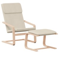 vidaXL Relaxing Chair with Footstool Cream Fabric