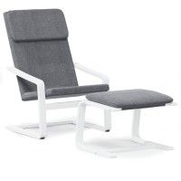 vidaXL Relaxing Chair with Footstool Dark Gray Fabric