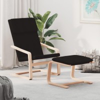 vidaXL Relaxing Chair with Footstool Black Fabric