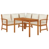 vidaXL 4 Piece Patio Dining Set with Cushions Solid Wood Acacia