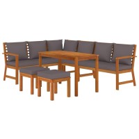 Vidaxl 7 Piece Patio Dining Set With Cushions Solid Wood Acacia