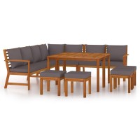 Vidaxl 11 Piece Patio Dining Set With Cushions Solid Wood Acacia