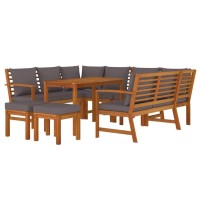 Vidaxl 9 Piece Patio Dining Set With Cushions Solid Wood Acacia