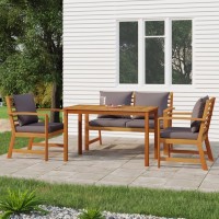 vidaXL 4 Piece Patio Dining Set with Cushions Solid Wood Acacia