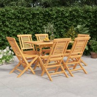 vidaXL 7 Piece Patio Dining Set Solid Wood Teak