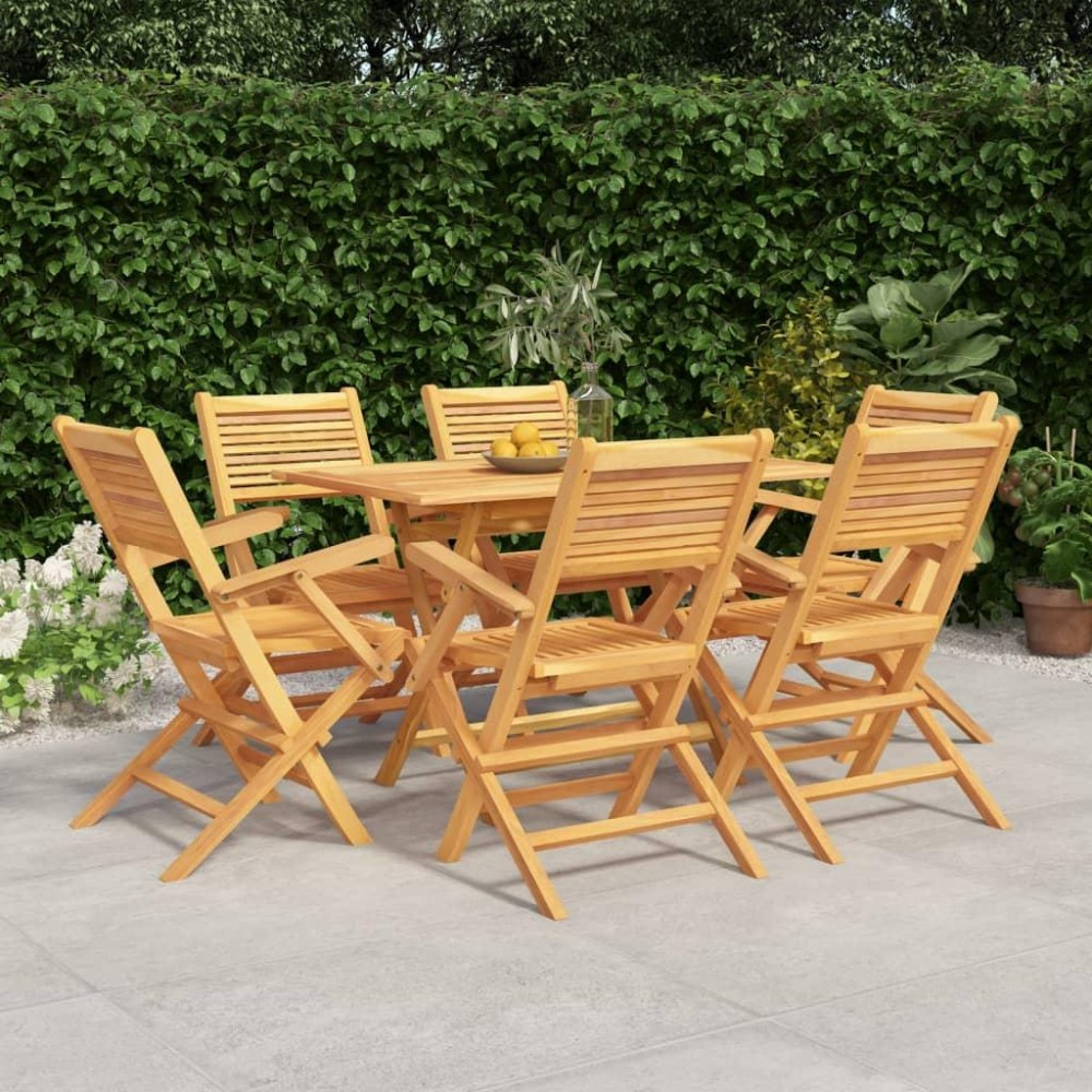 vidaXL 7 Piece Patio Dining Set Solid Wood Teak