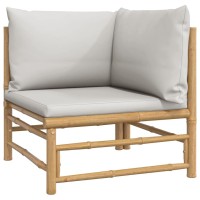 Vidaxl 8 Piece Patio Lounge Set With Light Gray Cushions Bamboo