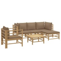 Vidaxl 6 Piece Patio Lounge Set With Taupe Cushions Bamboo