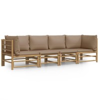 Vidaxl 4 Piece Patio Lounge Set With Taupe Cushions Bamboo