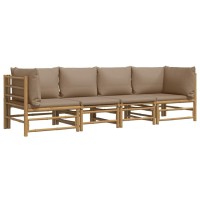 Vidaxl 4 Piece Patio Lounge Set With Taupe Cushions Bamboo