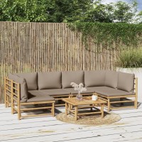 Vidaxl 7 Piece Patio Lounge Set With Taupe Cushions Bamboo